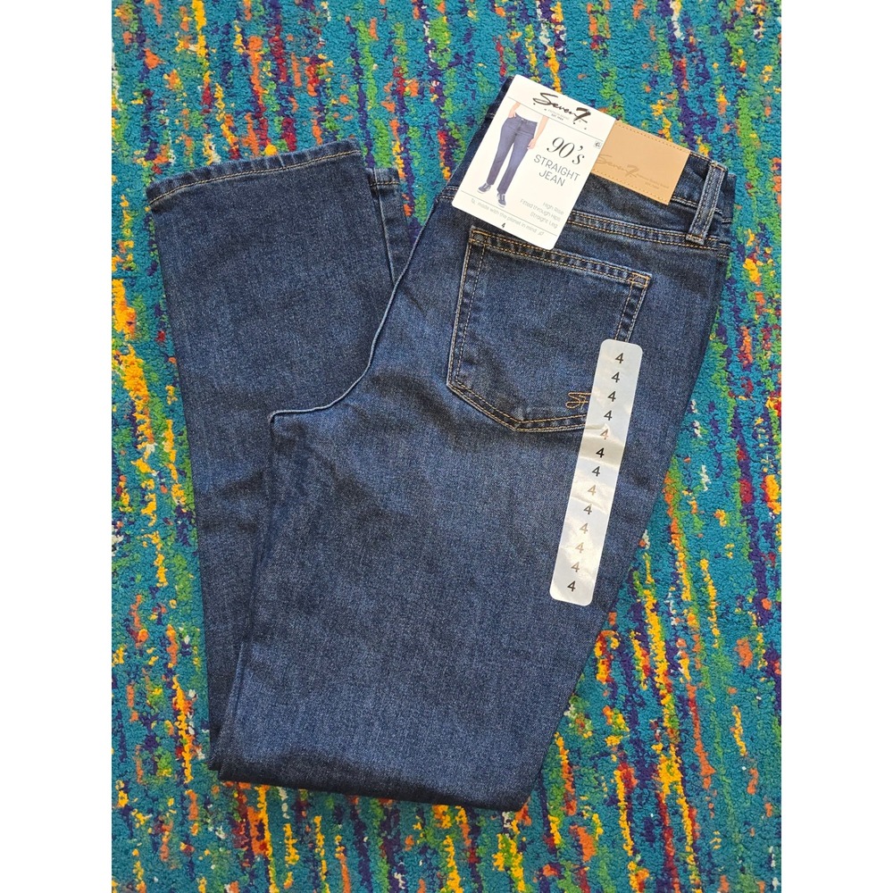 NWT Seven7 90s Straight Jean Divine Blue High Rise Stretch Denim Womens Size 4